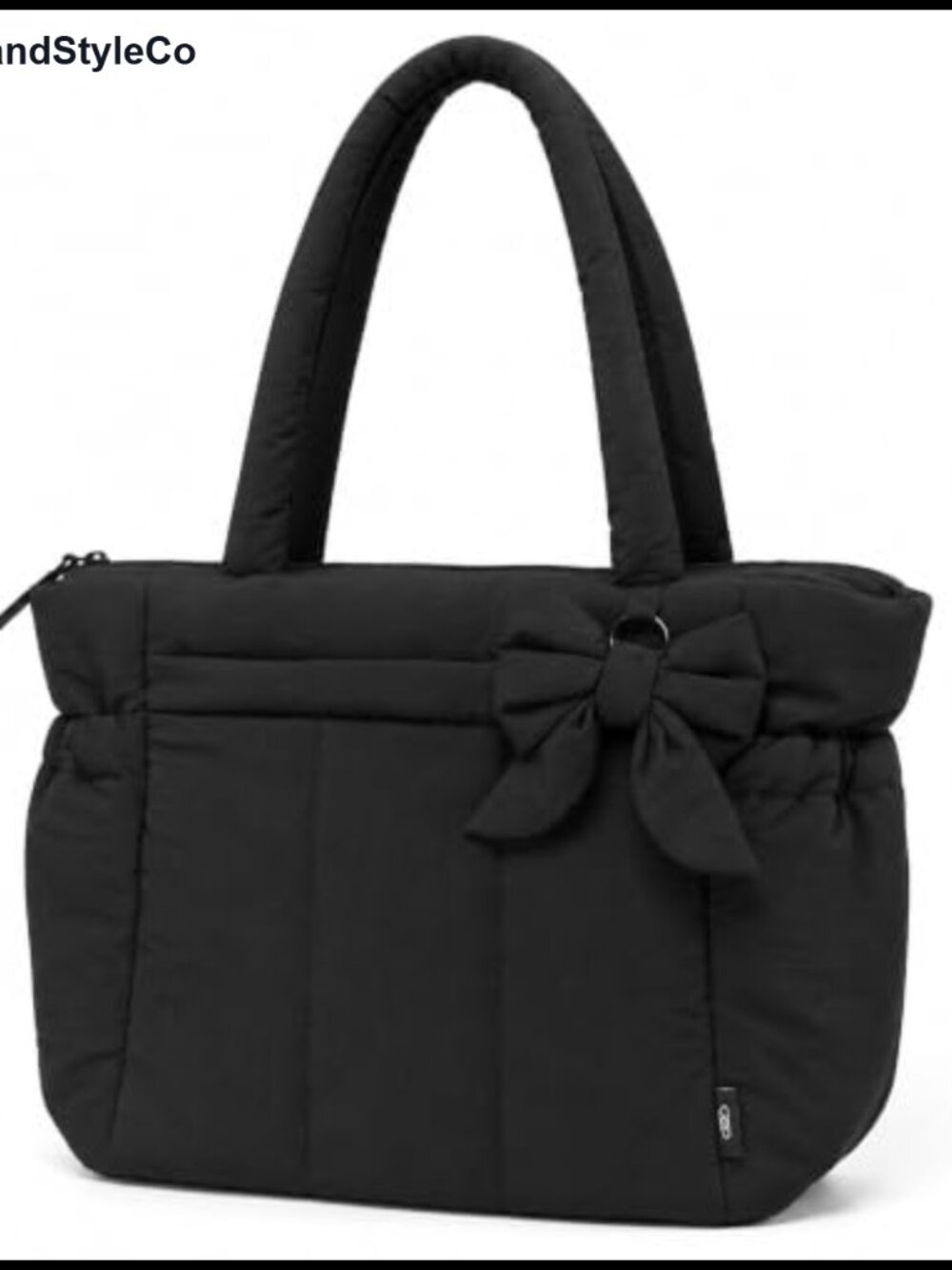Quilted Puffer Tote Bag Laptop Travel Work Tote with Bow